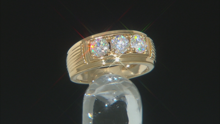 White Strontium Titanate 18k Yellow Gold Over Sterling Silver Mens Ring 2.09ctw Video Thumbnail