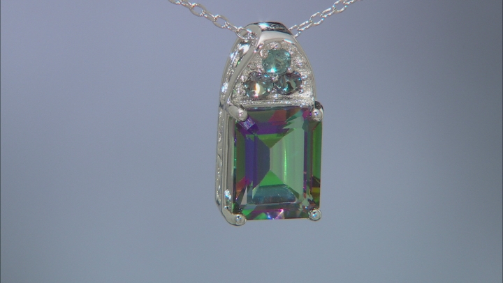 Multicolor Topaz Sterling Silver Pendant With Chain 3.49ctw Video Thumbnail