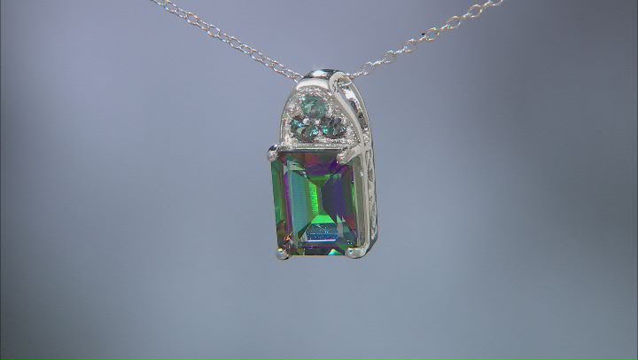 Multicolor Topaz Sterling Silver Pendant With Chain 3.49ctw Video Thumbnail