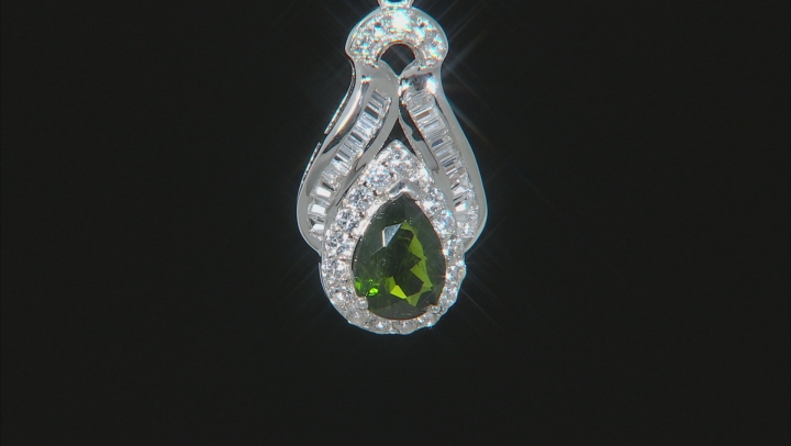 Green Russian chrome diopside sterling silver pendant with chain 2.99ctw Video Thumbnail