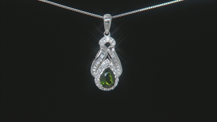 Green Russian chrome diopside sterling silver pendant with chain 2.99ctw Video Thumbnail