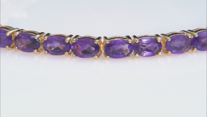 Purple African amethyst 18k yellow gold over sterling silver tennis bracelet 11.18ctw Video Thumbnail