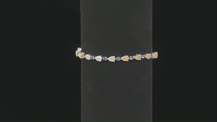 Multicolor Ethiopian Opal Rhodium Over Sterling Silver Bracelet 5.61ctw Video Thumbnail