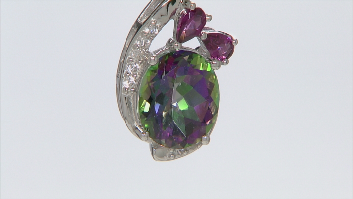 Mystic Fire® Green Topaz Rhodium Over Silver Pendant with Chain 6.25ctw Video Thumbnail