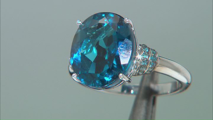 London blue topaz rhodium over sterling silver ring 8.26ctw Video Thumbnail