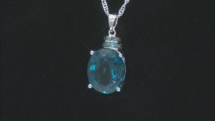 London Blue Topaz Rhodium Over Sterling Silver Pendant With Chain 8.27ctw Video Thumbnail