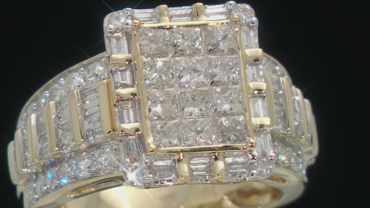 White Diamond 10k Yellow Gold Quad Ring 2.00ctw Video Thumbnail