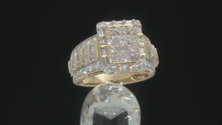 White Diamond 10k Yellow Gold Quad Ring 2.00ctw Video Thumbnail