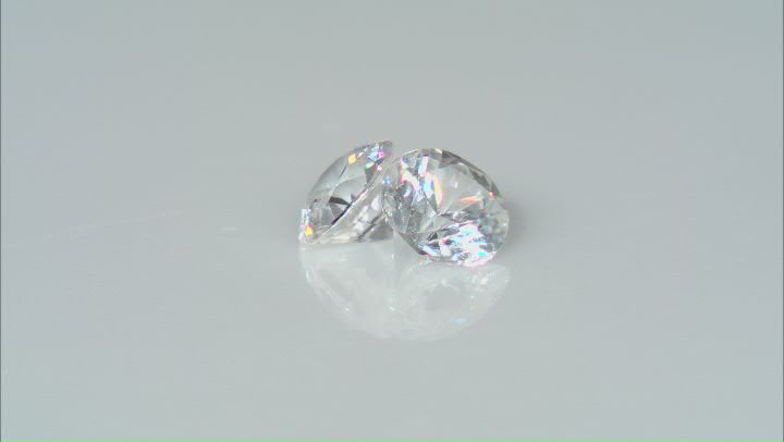 White Zircon 6mm Round Diamond Cut Set of 2 1.75ctw Video Thumbnail